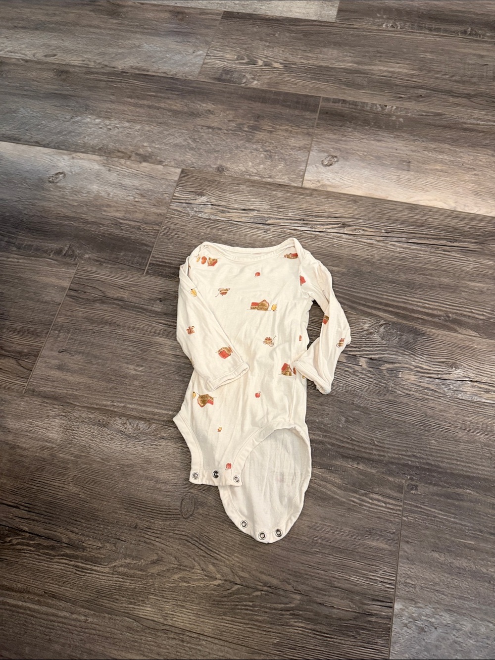 Purely Soft Carter's Cream Long-Sleeve Printed Baby Bodysuit with Orange Accents